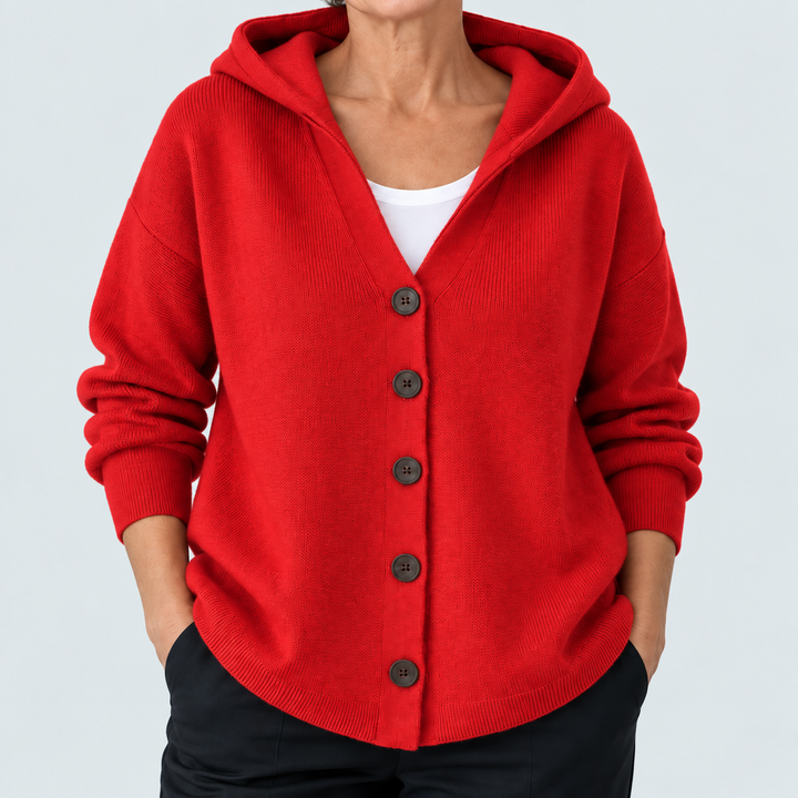 Cardigan Confort à Capuche en Maille