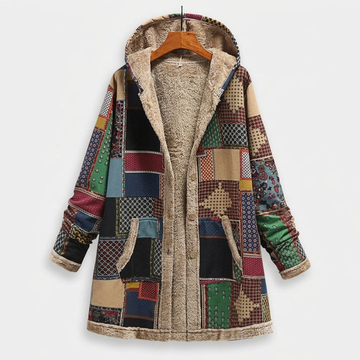 Judith - Sweat-shirt patchwork aux tons terre