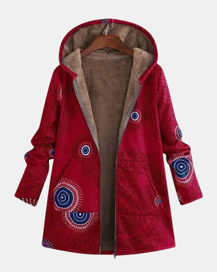 Adèle - Veste sherpa à motif ethnique